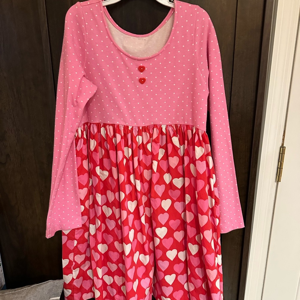Eleanor rose dress sz 10/12 Pink and Red Heart Patterned Dress